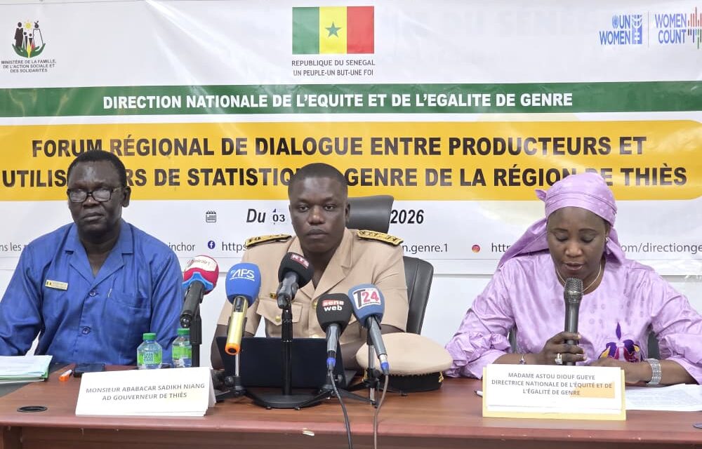 Forum régional de dialogue entre les producteurs et utilisateurs des statistiques sensibles au genre présidé par A.D. Le gouverneur adjoint, Ababacar Sadikh NIANG