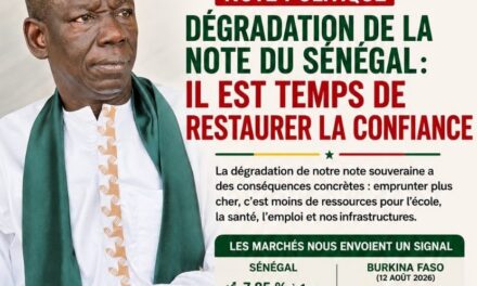 Abdoulaye WILANE tire la sonnette d’alarme sur « la dégradation continue de la note du Sénégal »