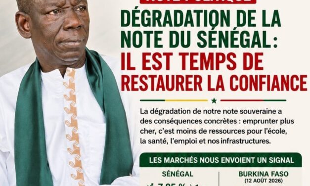 Abdoulaye WILANE tire la sonnette d’alarme sur « la dégradation continue de la note du Sénégal »