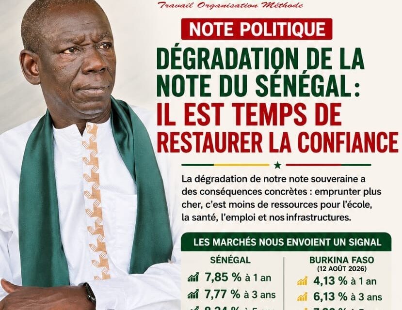 Abdoulaye WILANE tire la sonnette d’alarme sur « la dégradation continue de la note du Sénégal »